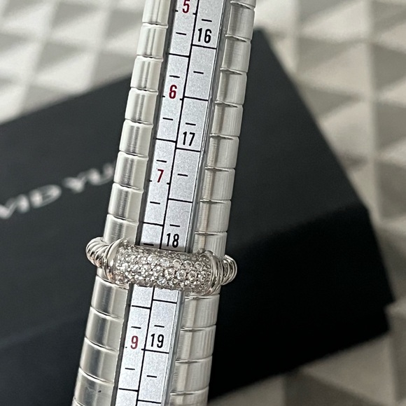 David Yurman Silver Diamond Ring sz8 - Picture 5 of 5